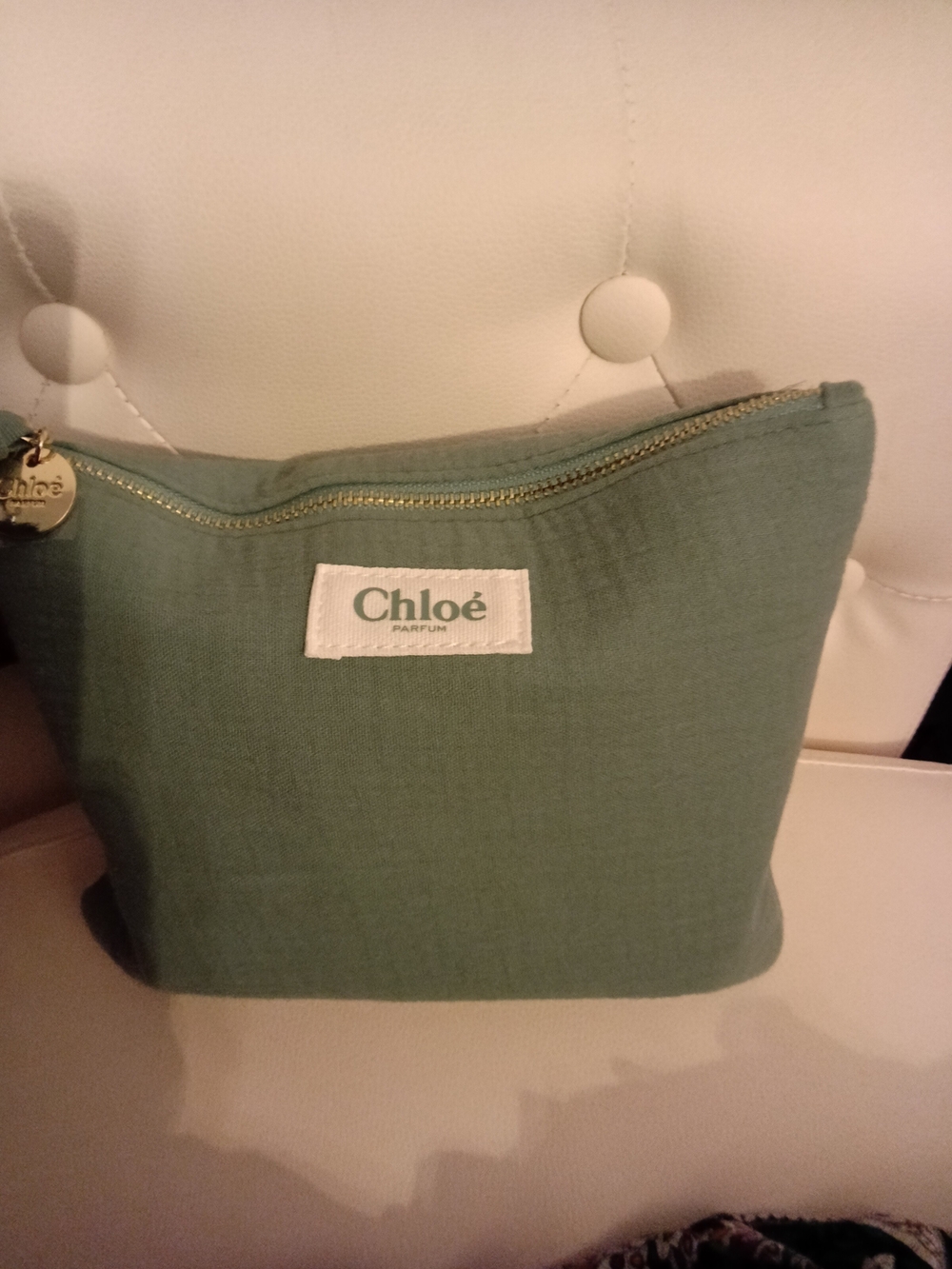 Chloe Green Canvas Cosmetic Pouch w/Cosmetics-GWP - Picture 2 of 5